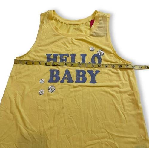 Isabel Maternity NWT Yellow Daisy Hello Baby Floral Muscle Tee Tank Top  New