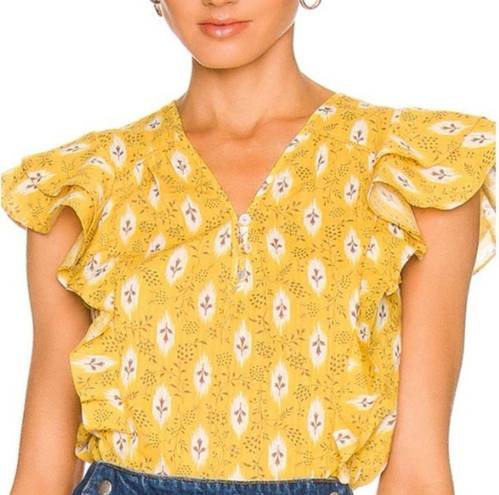 Veronica Beard  Joi Top in Sun Multi Flutter Sleeves Floral Print Blouse Size 12