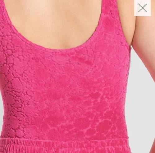 Modcloth  I Want Velour Velour Velour Bodysuit Floral Texture Fuchsia Hot Pink M