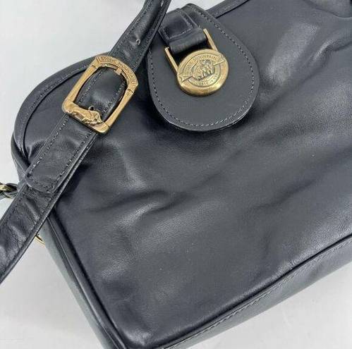 Stone Mountain  Women's Sling Bag Shoulder Leather Vintage brass Hardware Black