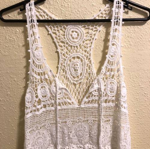 Gypsy Boho  Beach Swim Cover Up White S