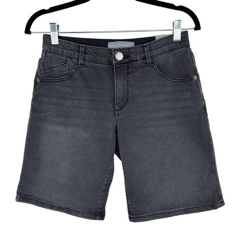 Bermuda Ab Solution Mid Rise Black Denim Roll Cuff  Shorts Size 2 28 Waist NWT