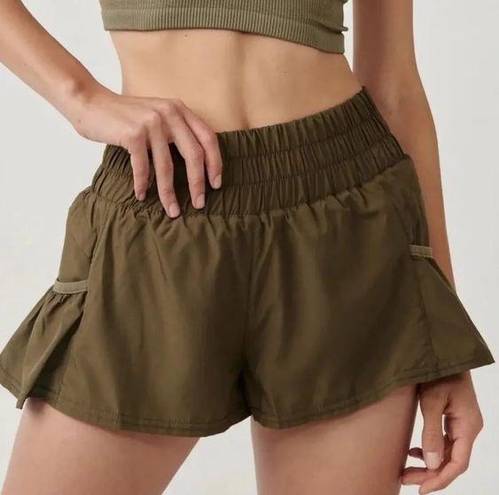 Free People NWOT  Movement Get Your Flirt On Athletic Shorts Dark Olive size XS