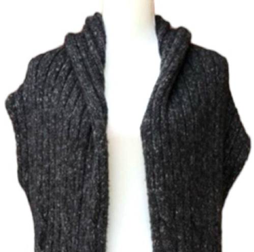 CAbi  Long Sweater Cardigan Roll Neck Fringe Hem Dark Grey Women’s Size Medium