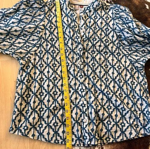 Pilcro  ANTHROPOLOGIE Cotton Blue Embroidered Button down Costal Top Size Medium