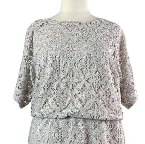 Dress Barn  NEW Blouson Dress Open Stitch Crochet Party Women’s Cream NWT 20W Plus