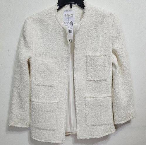 Mango  Pocket tweed jacket JUDY-LM     Ecru     Women's SIze XS    REF57089121