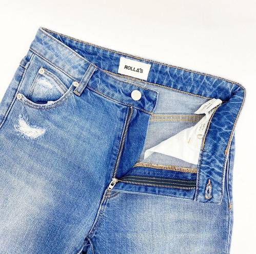 Rolla's Rolla’s Miller Mid High Rise Slim Jeans Distressed Destroyed Medium Wash