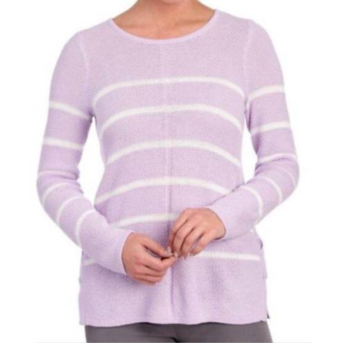 The Moon Design365 Striped Crew Neck Sweater Knit Violet Pullover Size L MSRP $108