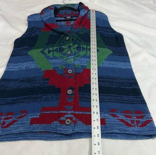 CHAPS Vintage  Aztec Southwest Print Button Up Sweater Vest