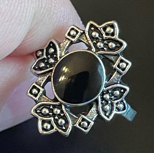 Onyx Vintage black  S925 silver plated ring size 7