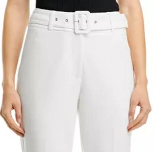 T Tahari  Pants Womens Size 6 White High Waist Slim Fit Ankle Cropped Belted