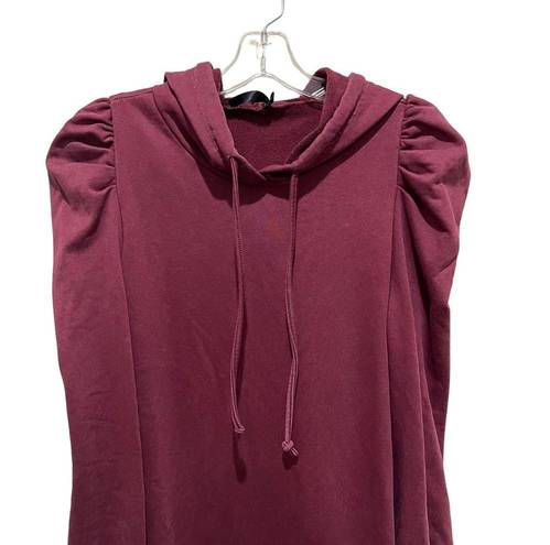 Doe & Rae  Puff Sleeve Sweatshirt Hoodie Dress Size Medium Burgundy Wine