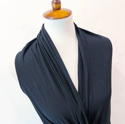 Twisted Kobi Halperin Maureen  Black Faux Wrap Jersey Dress Size Large