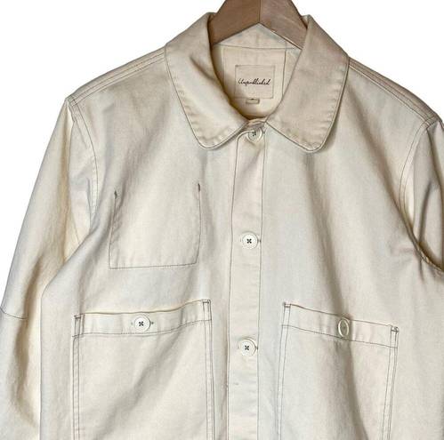 Unpublished  Boxy Denim Jacket Oversized Cream Slight Crop Off White, size Small