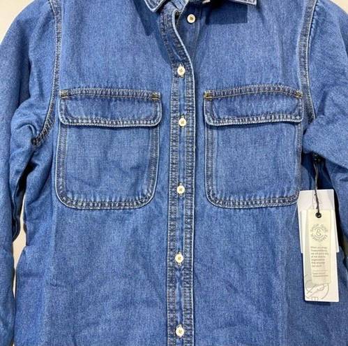 Treasure & Bond  Women’s Denim Button Up Long Sleeve Shirt Blue Wash Sz XS NWT