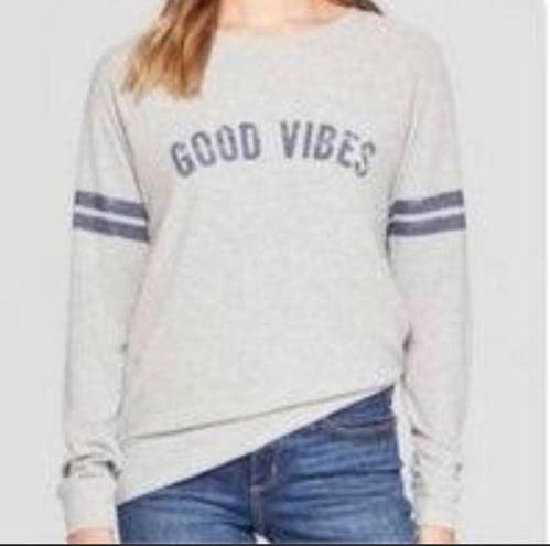 Grayson Threads  Women’s Gray “good Vibes” Long Sleeve Sweatshirt Size M