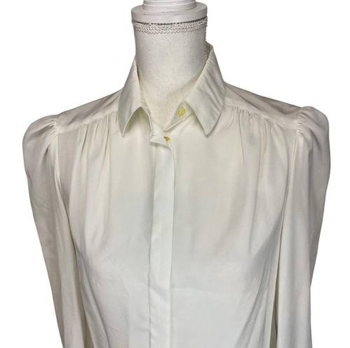 St. John  Vintage Satin Button Down White Shirt 6