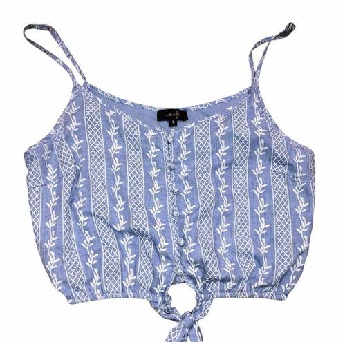 On Twelfth  size small blue embroidered crop top