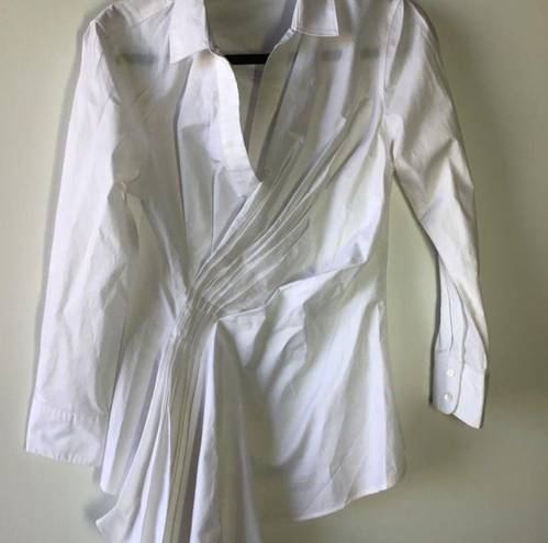 Natori  cotton poplin side drape button doown Blouse White