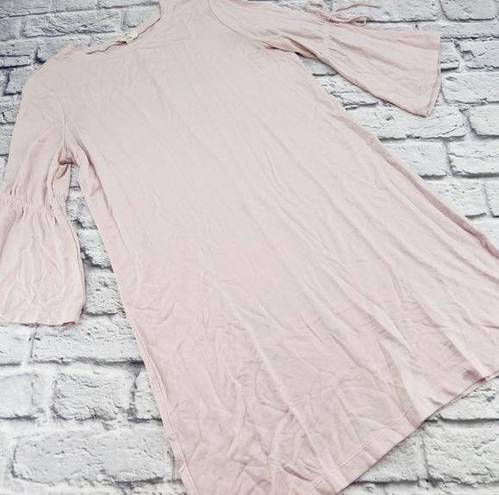 Loft  Outlet 3/4 Flare Sleeve Lounge T-Shirt Dress Medium Light Pink Round Neck