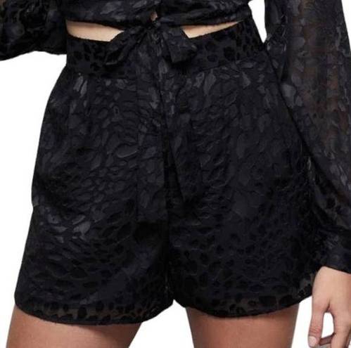 Good American  Midnight Leopard Short New large satiny black burnout animal print