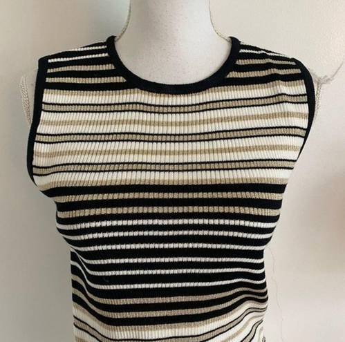 St. John  Sport • Black Gold Metallic Striped Vintage Tank Top