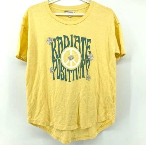 Wildfox  Yellow Radiate Positivity Graphic T-shirt Tee, Size M, New without Tag