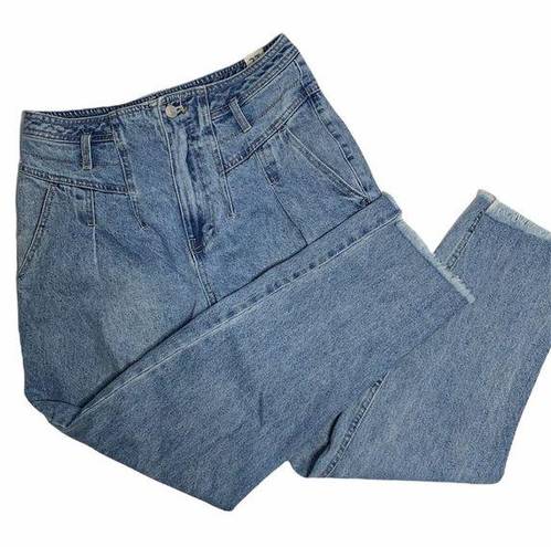 We The Free  High Waist Pleated Paperbag Mom Stone Wash Denim Jeans Size 27