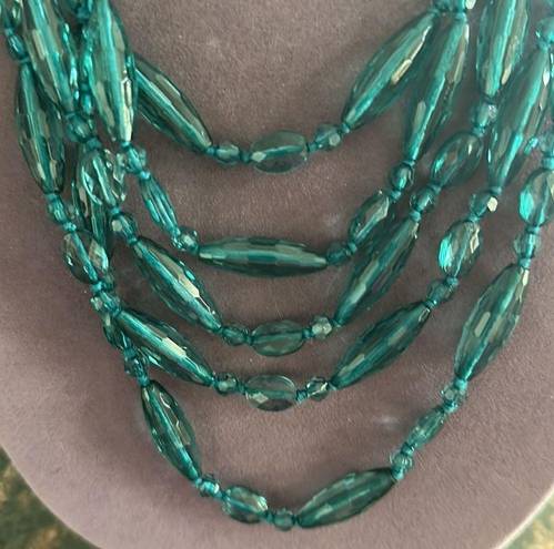 Talbots  Teal Lucite Multi Strand Necklace