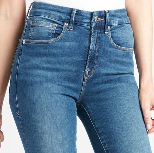 Good American  Jeans Good Waist Crop Ankle Raw Edge Blue Wash Women’s Size 25 | 0