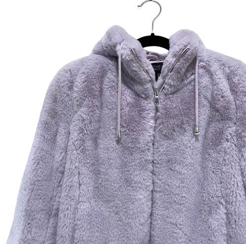 Rachel Zoe  Faux Fur Hooded Zip Up Jacket Coat Lavender Purple Size Small