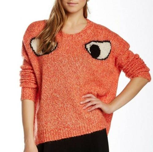 Elizabeth and James  Orange Googly Eye Mohair Blend Sweater