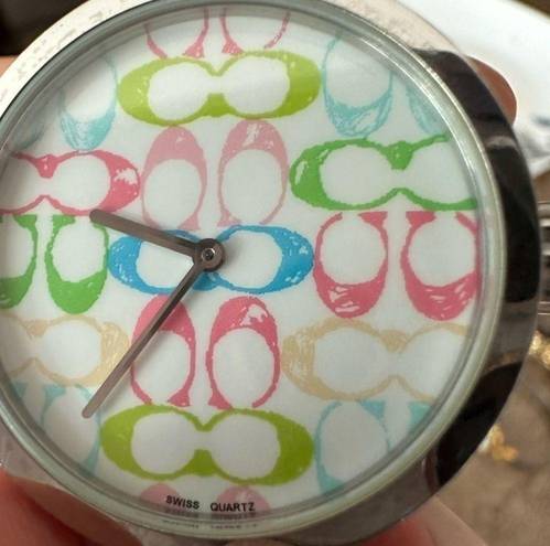 Coach  Swiss watch logo pastel white genuine leather strap water resistant‌‌‌