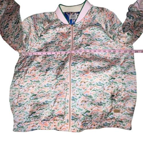 Scotch & Soda  Printed Reversible Bomber Jacket Women Size XL Pink Blue Combo