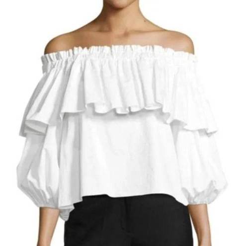 Alexis  Off Shoulder White Ruffle Pullover Blouse XS