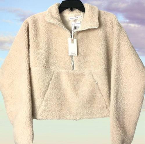 Good American  High Pile Fleece Pullover Teddy Half Zip Jacket Coat Cozy Warm