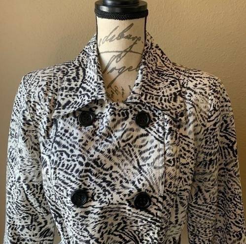 Tweeds brand silk blend short trench coat animal L Size L