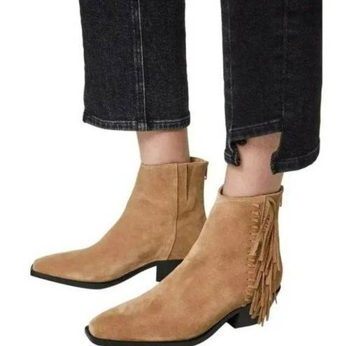 ALLSAINTS 💕💕 Layla Suede Fringe Boots ~ Cognac Sand Brown ~ 38 NWT (No Box)