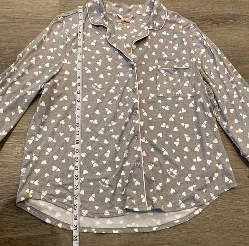 Kate Spade  Grey Heart Design Long Sleeve Button Down Top Women’s Plus Size 1X