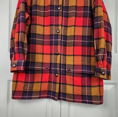 Rafaella  Shacket Wool Blend Plaid Jacket Button Front Flannel Shirt Pockets Sz M