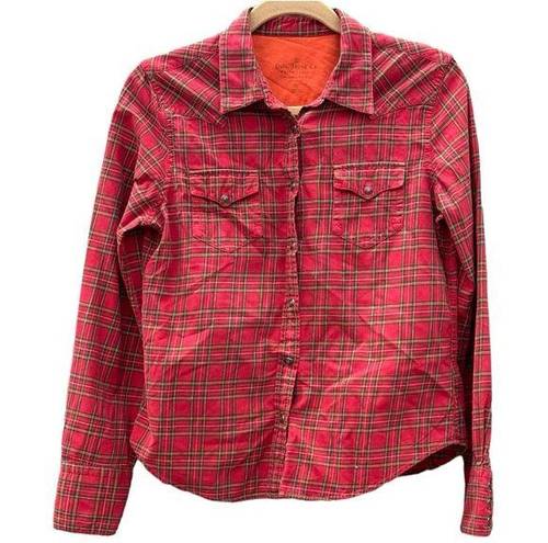 Polo  JEANS CO. Rare Vintage Red Plaid Flannel Snap-Front Western Shirt, M EUC