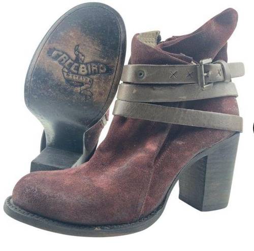 FREEBIRD by Steven Freebird Steven Blaze Booties Burgundy Maroon Suede Red Wine Stacked Heel Boot