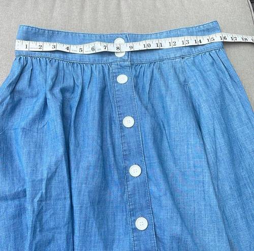 Talbots  blue denim button front midi skirt size 8 (32)