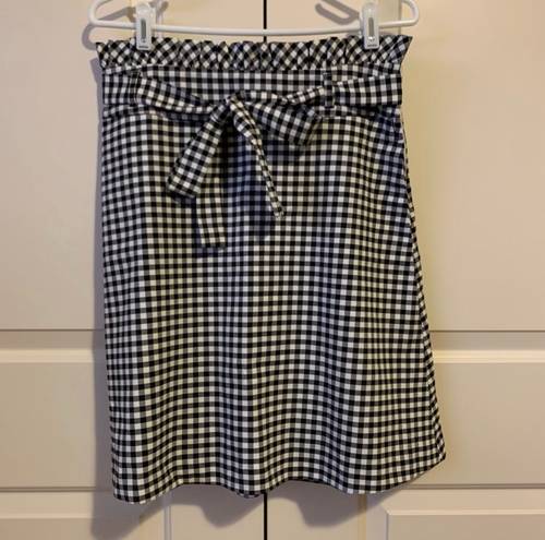 Cynthia Rowley Black White Checkered Gingham Paper Bag A Line Skirt