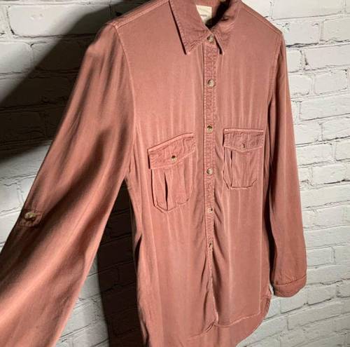 Harper  Button Down Shirt Top Womens Size S Long Sleeve‎ Pink Utility