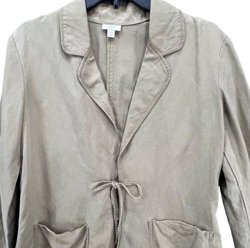 J.Jill  Blazer Jacket Womens Size XS Tan Linen Blend Tie Front Blazer Lagenlook