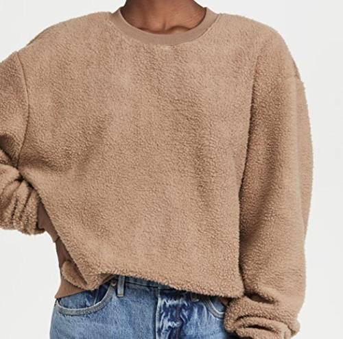 Good American  Sherpa Boyfriend Sweatshirt