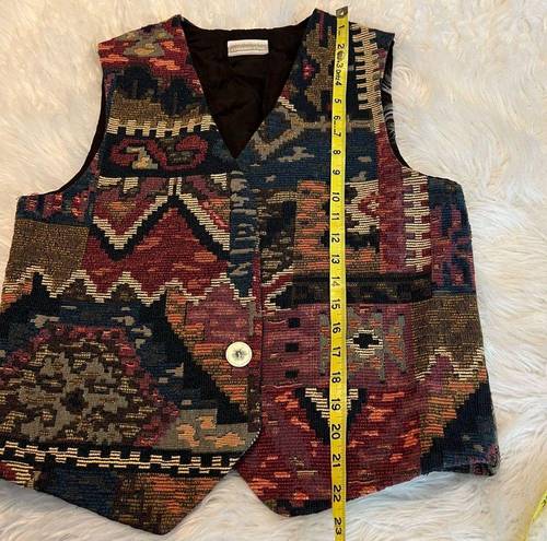 Coldwater Creek VTG  Southwest Aztec Style Vest Open Front Tapestry Boho Medium