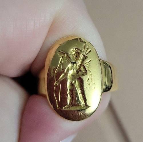 Greek Artist Designed 18kt Eros Ring Solid Size 7